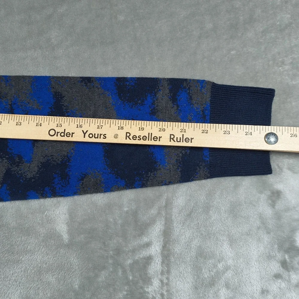 Banana Republic Merino Wool Sweater Mens XL Blue Camo Pullover Crew Neck